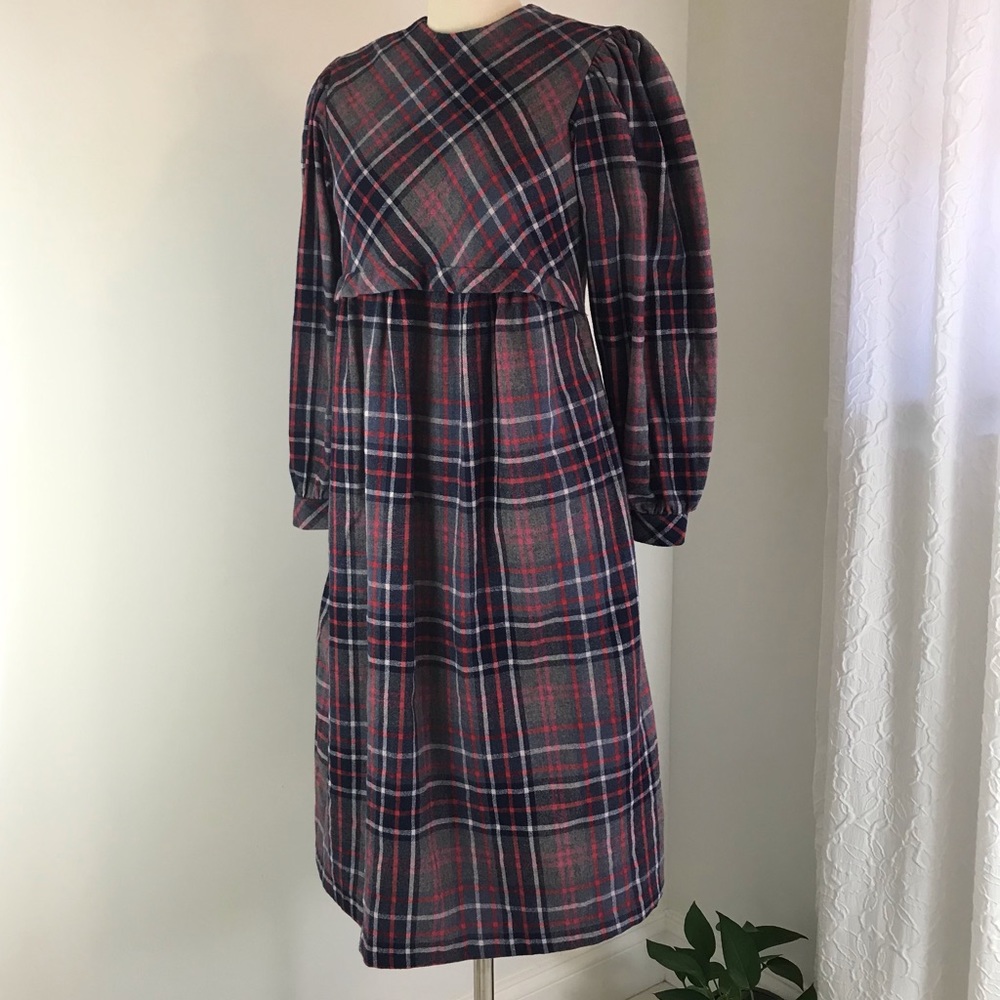 True Vintage Long Sleeve Plaid Wool Blend Dress